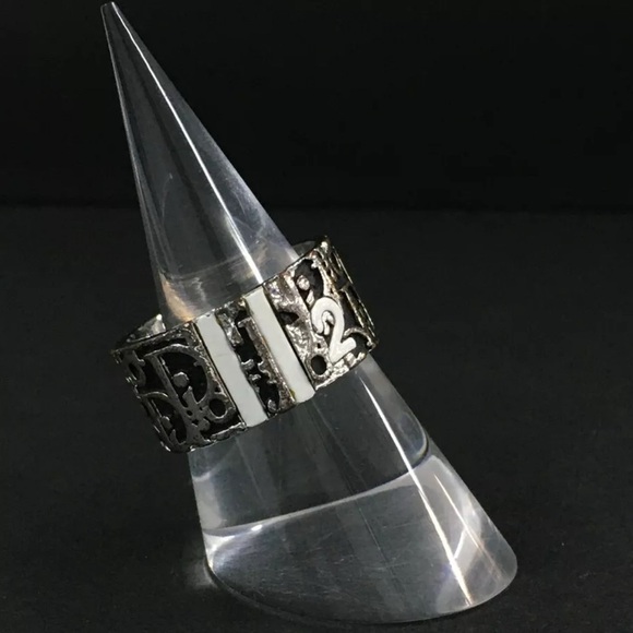 Authentic Christian Dior Trotter Silver Tone Ring ISO sz:54 size 7
